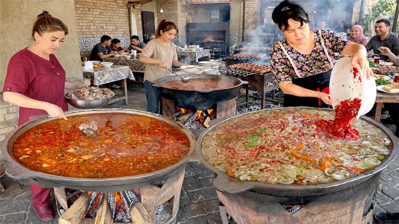 HUNDREDS QUEUE EVERY MORNING FOR 1000 KG MEAT SHORVA SOUP | TASTIEST TRADITIONAL UZBEKISTAN CUISINE