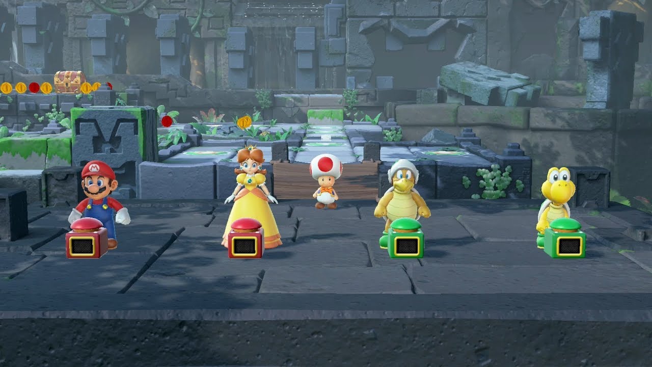 Super Mario Party Partner Party #705 Domino Ruins Treasure Hunt Mario & Daisy vs Hammer bro & Koopa