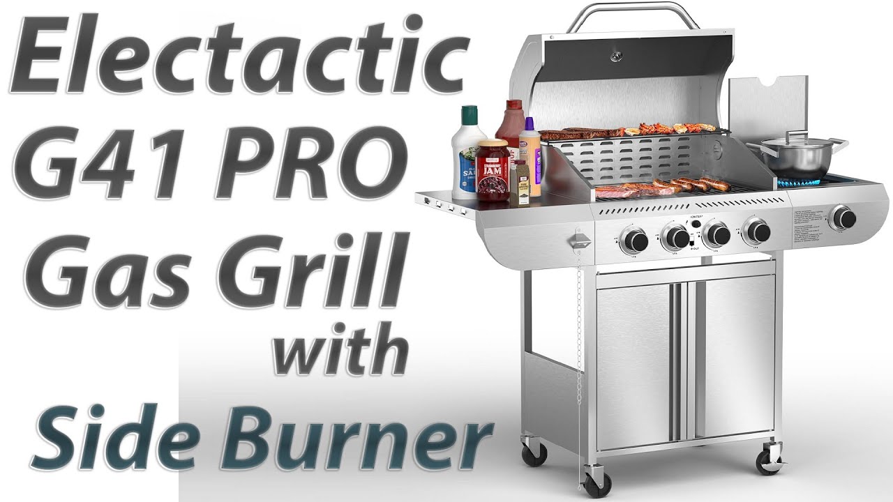 Electactic G41 PRO Gas Grill with Side Burner | Heavy-Duty Stainless Steel Gas Grill