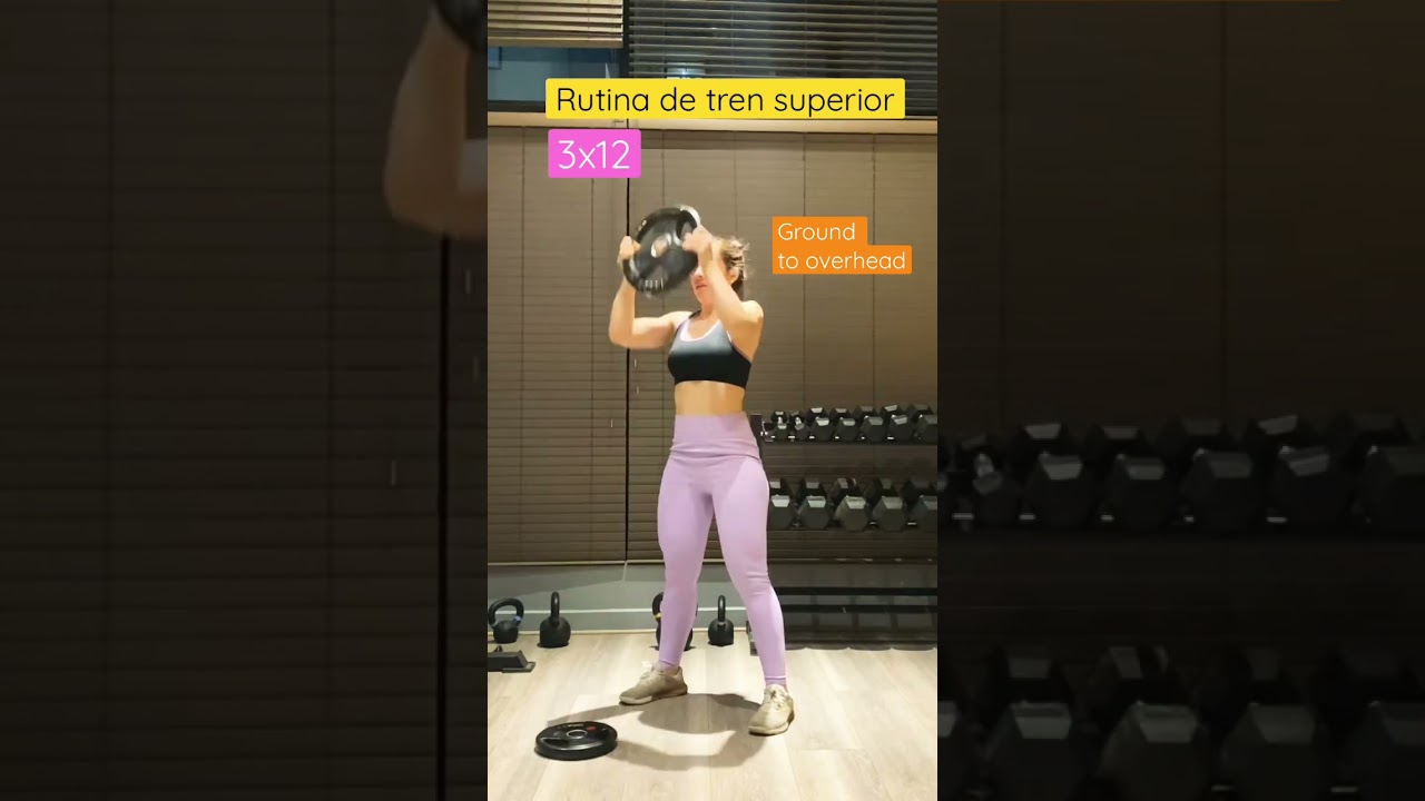 Rutina de tren superior. Si no tienes disco puedes reemplazar por mancuernas. #fitness #exercise