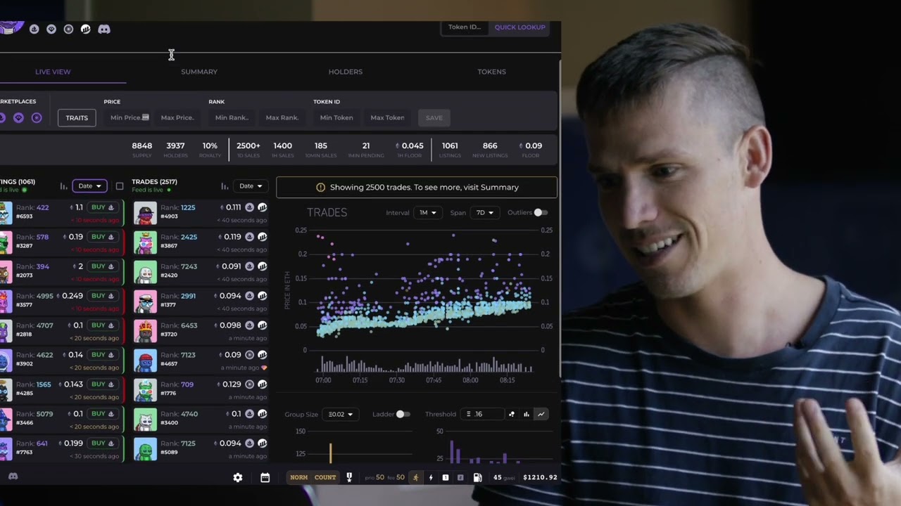 NFT Trader Performs Real Time Chart Analysis of a Degen Mint