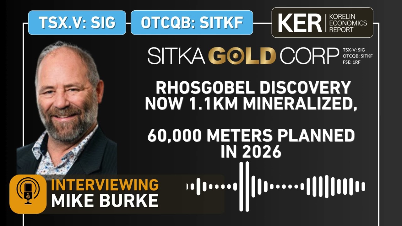 Компания Sitka Gold подтвердила открытие месторождения Rhosgobel, выявив 1,1 км минерализации и п...