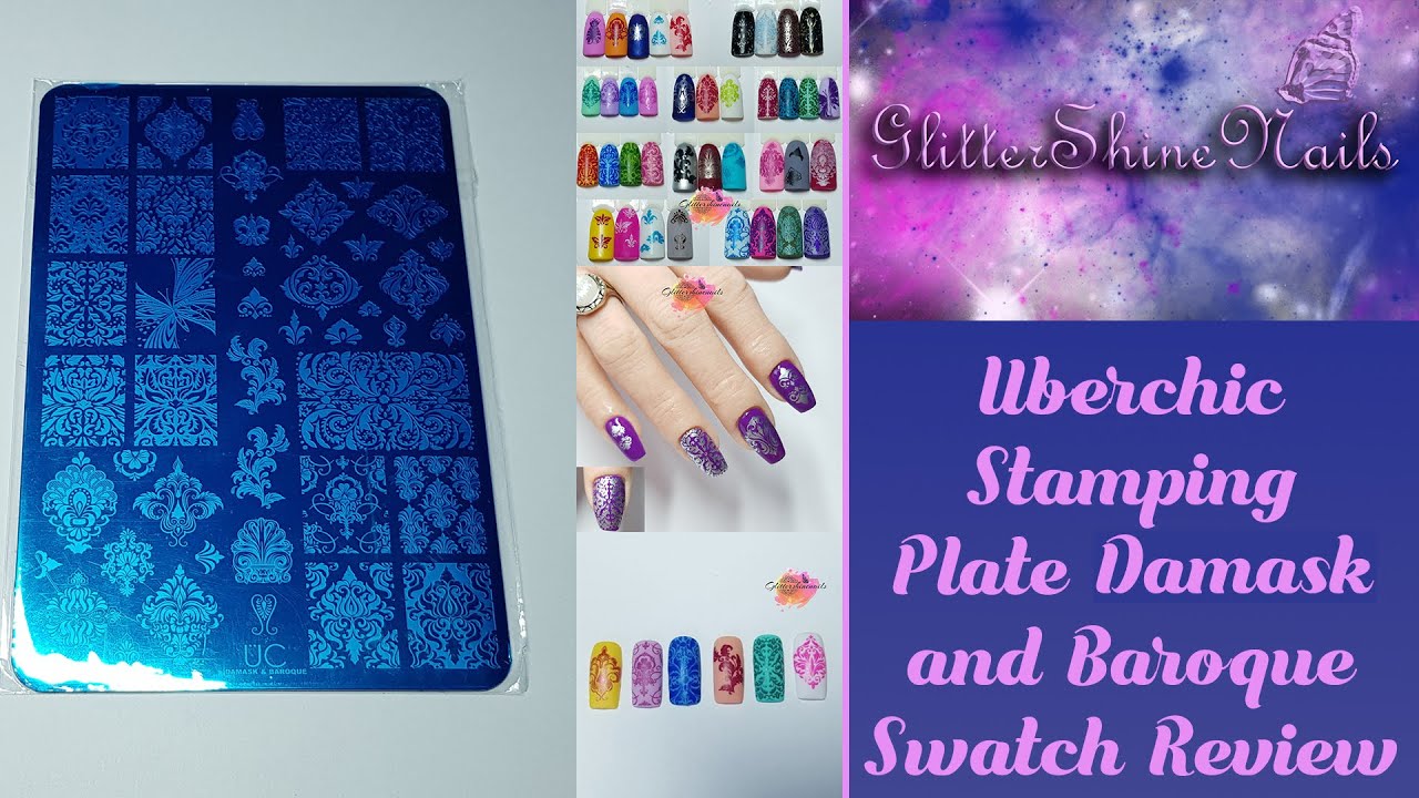 UberChic Beauty Stamping Plate Swatch Review Damask & Baroque