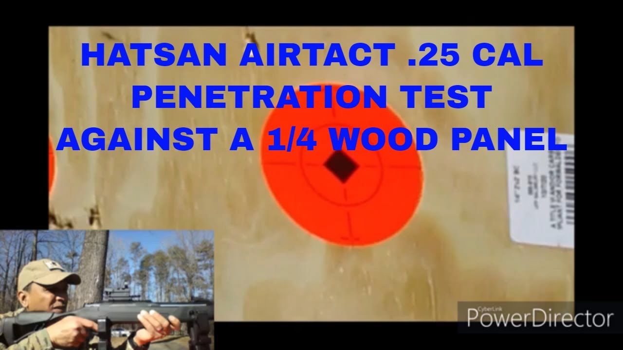 Тест на проникновение пули HATSAN AIRTACT .25 CAL в деревянную панель