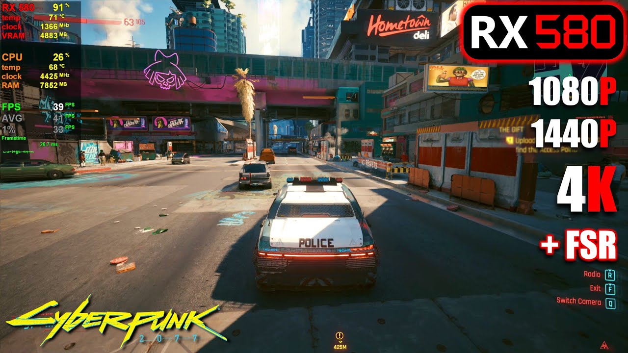 RX 580 | Cyberpunk 2077 — 1080p, 1440p, 4K + FSR — все настройки