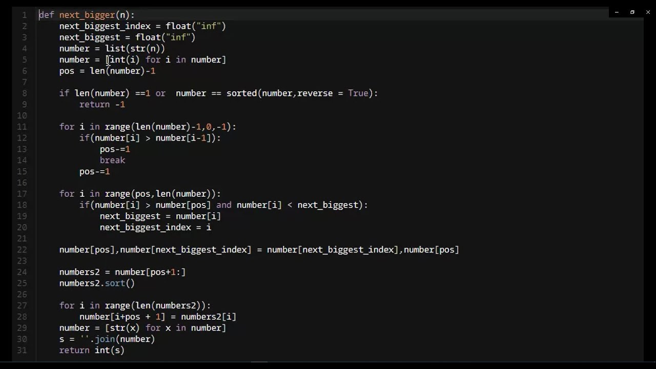 Python - Next Bigger Number With The Same Digits | Codewars 4KYU