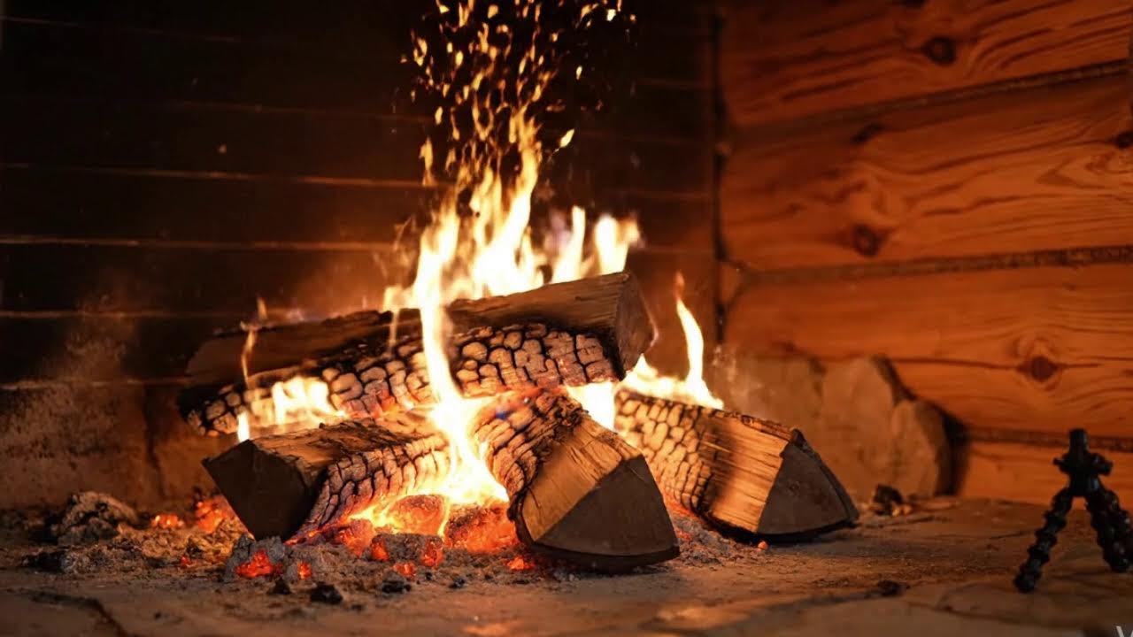 Streaming Soft Fireplace Side View | ASMR for Sleep