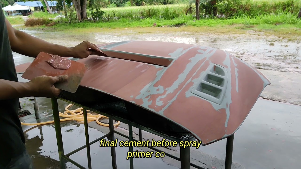 Repaint Perodua Bezza front bonnet fiber done!!