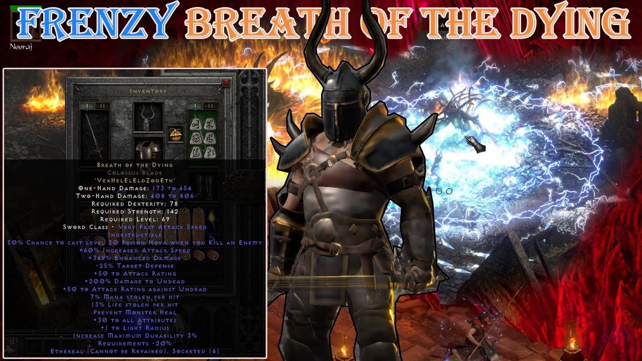 Diablo II Resurrected -Barbarian Frenzy Using 2 Breath of the Dying Weapons Uber Tristram ?