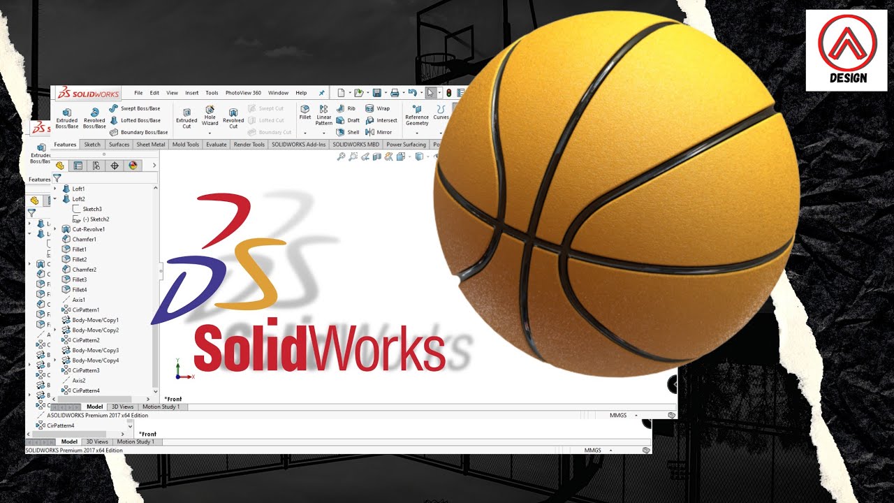 How to Make Basket Ball - SOLIDWORKS TUTORIAL