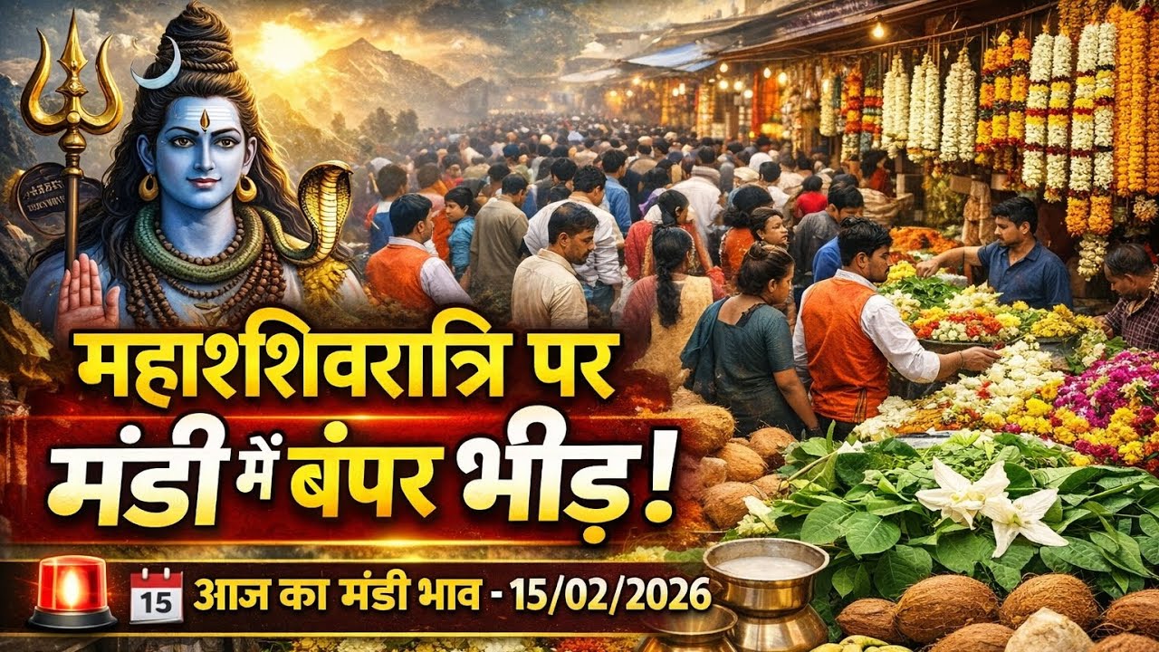 महाशिवरात्रि पर मंडी में बंपर भीड़| आज का मंडी भाव 15/02/2026 | ताज़ा रेट अपडेट | Aaj ka mandi bhav 