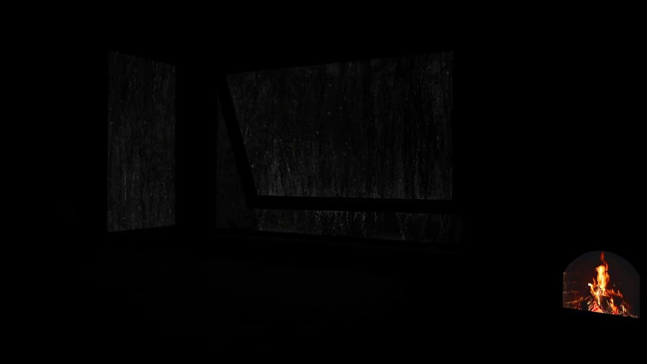 Warm Dark Cabin with Fireplace and Heavy Rain Sound | Beat Fatigue and Insomnia Often Encountered