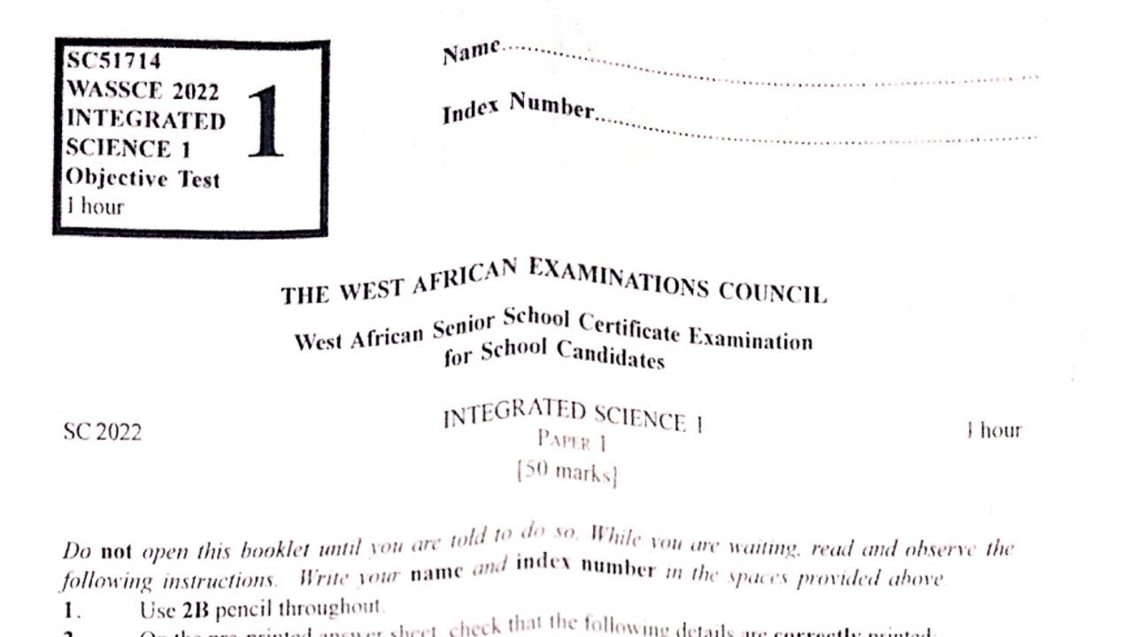 WASSCE 2022 Integrated science Paper 1 objective test questions