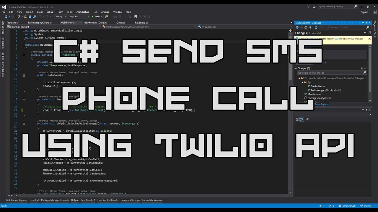 C# Send SMS Text Message & Make Phone Calls using Twilio API