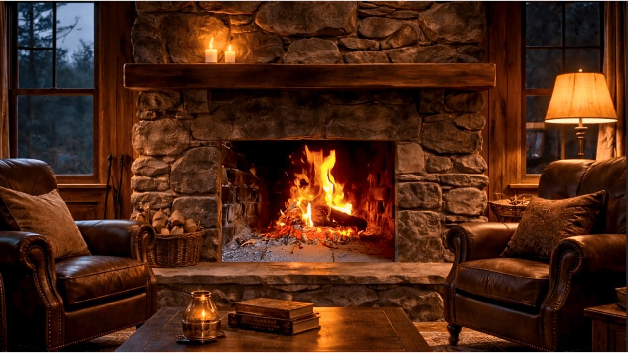 Crackling Stone Fireplace 🔥 | Steady Fire Sounds for Evening Relaxation (1 Hour)