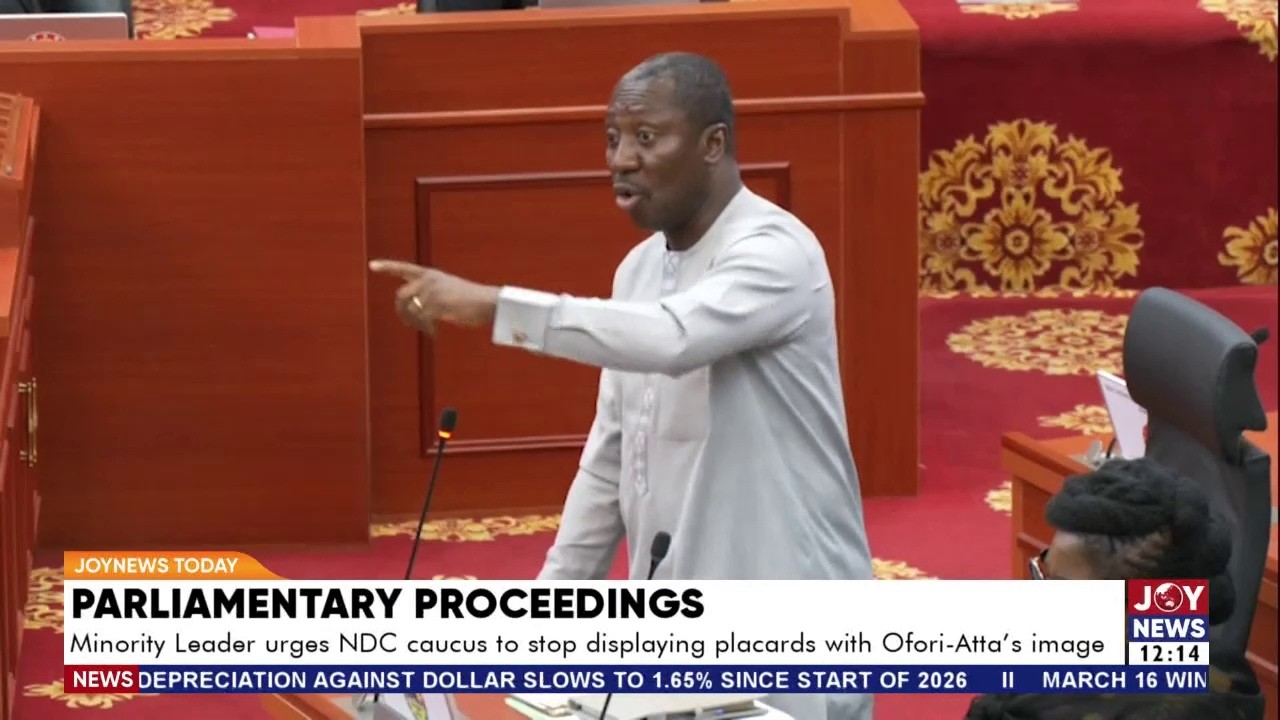 Parl Proceedings: Afenyo-Markin urges NDC caucus to stop displaying placards with Ofori-Atta's image