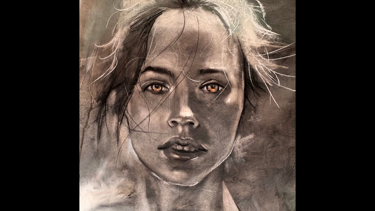 Charcoal and acrylic portrait 2