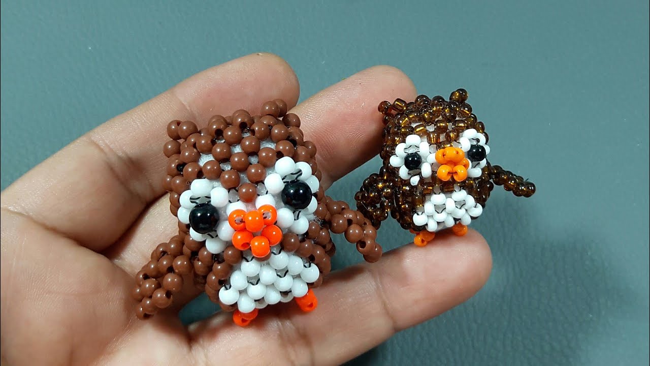 Búho hecho con perlas