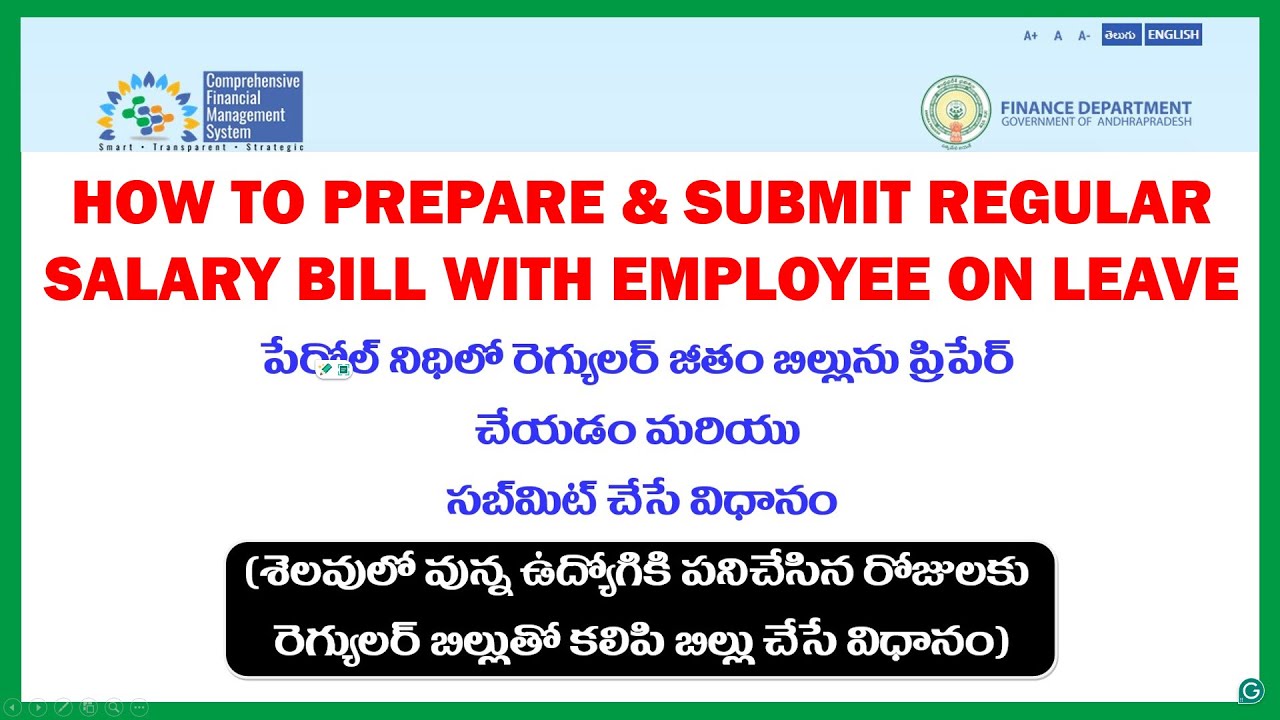 HOW TO PREPARE AND SUBMIT REGULAR SALARY BILLS WITH ONE EMPLOYEE ON LEAVE