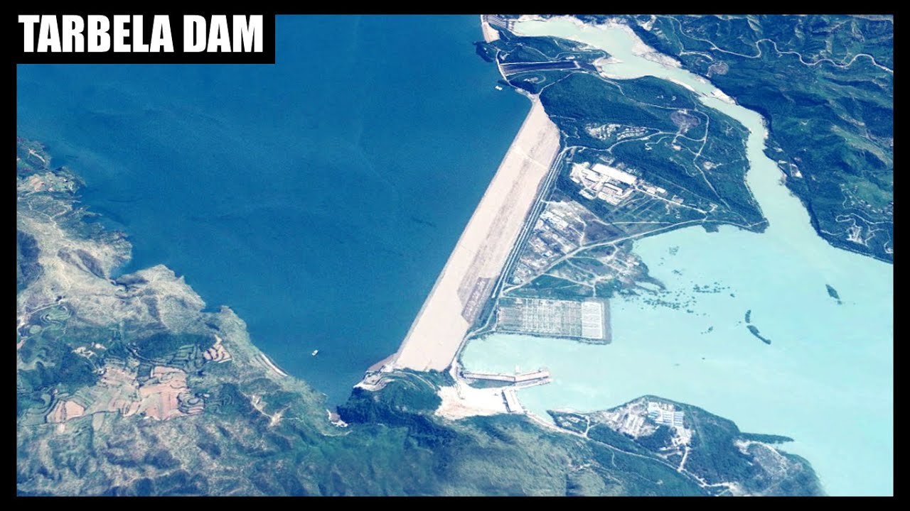 Aerial view of Tarbela Dam تربیلا بند Khyber Pakhtunkhwa Pakistan Indus River