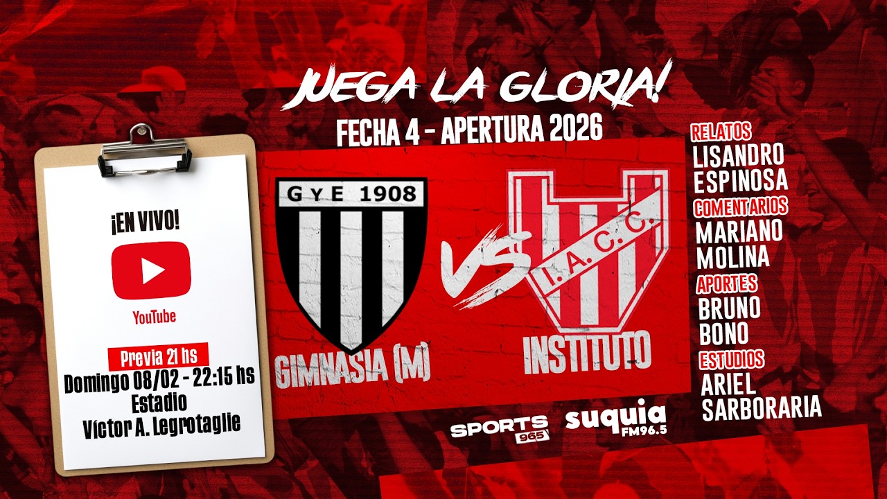 En Vivo | Gimnasia (M) vs Instituto | Fecha 4 - Apertura 2026 | Radio Suquia