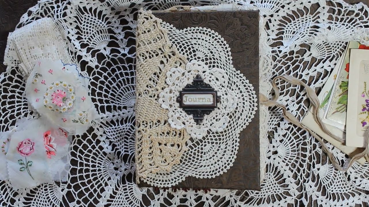 Antique Document and Lace Keepsake Journal