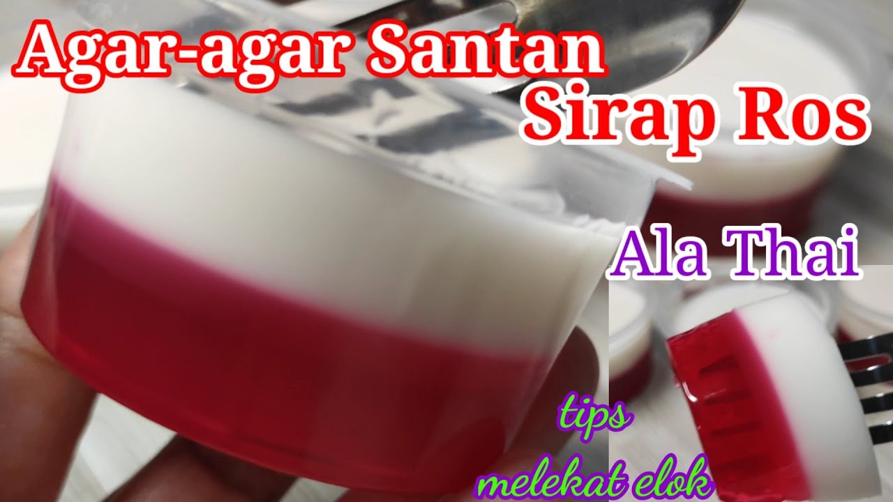 Agar-agar Santan Sirap Ros | Coconut Milk Rose Syrup Agar-agar | วุ้นกะทิน้ำแดง