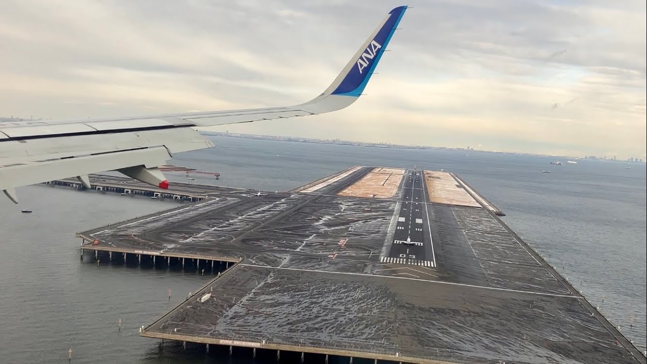 積雪した房総半島を抜けて羽田空港へ着陸 (ANA A321)