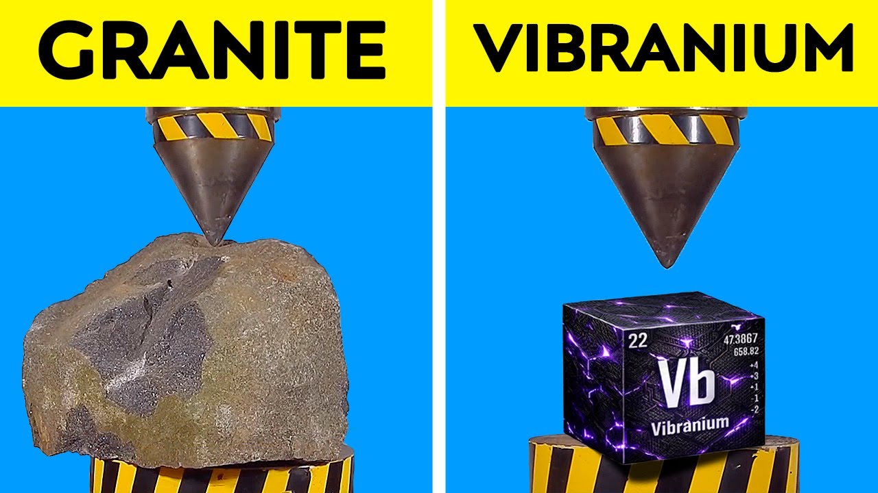 GRANITE ROCK VS VIBRANIUM AND HARDEST METALS UNDER SHARP HYDRAULIC PRESS