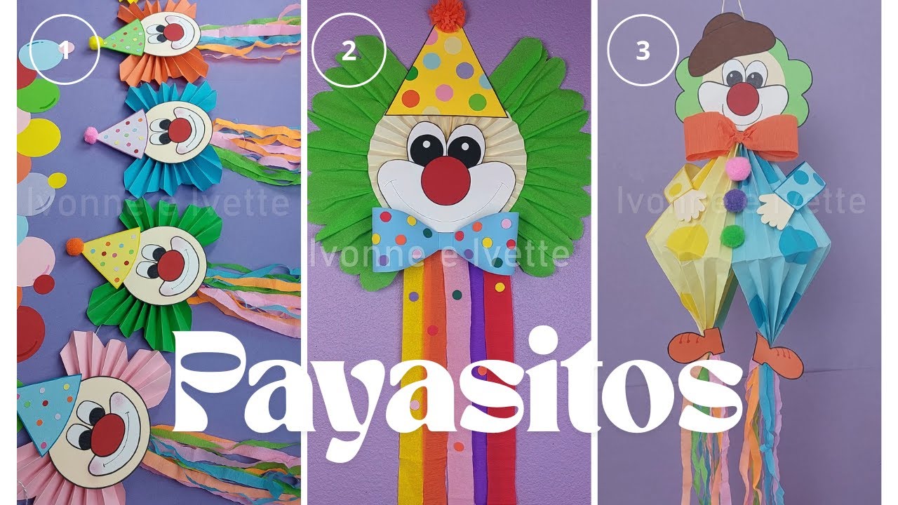 Decoración de PAYASOS de papel (3 ideas) #dia del niño #manualidades