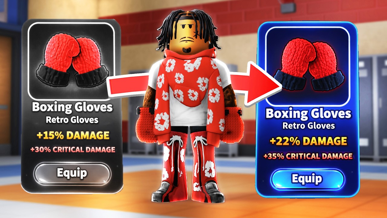I Got the New BUFFED Retro Gloves in Roblox Fight In A School