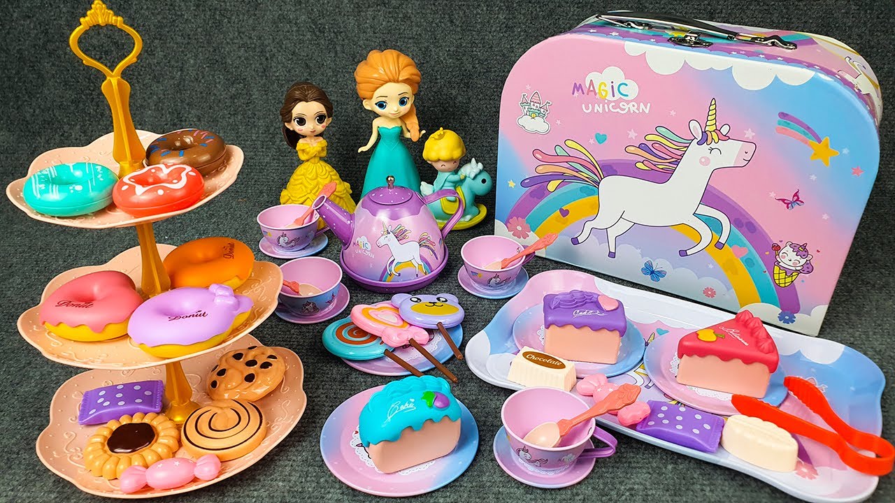 10 Minutes Satisfying with Unboxing Cute Rainbow Cake and Tea Set ASMR | Magic Unicorn Kitchen Toys