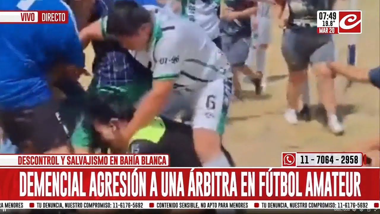 Brutal agresi&oacute;n a una &aacute;rbitra: la tiraron al piso y le patearon la cara