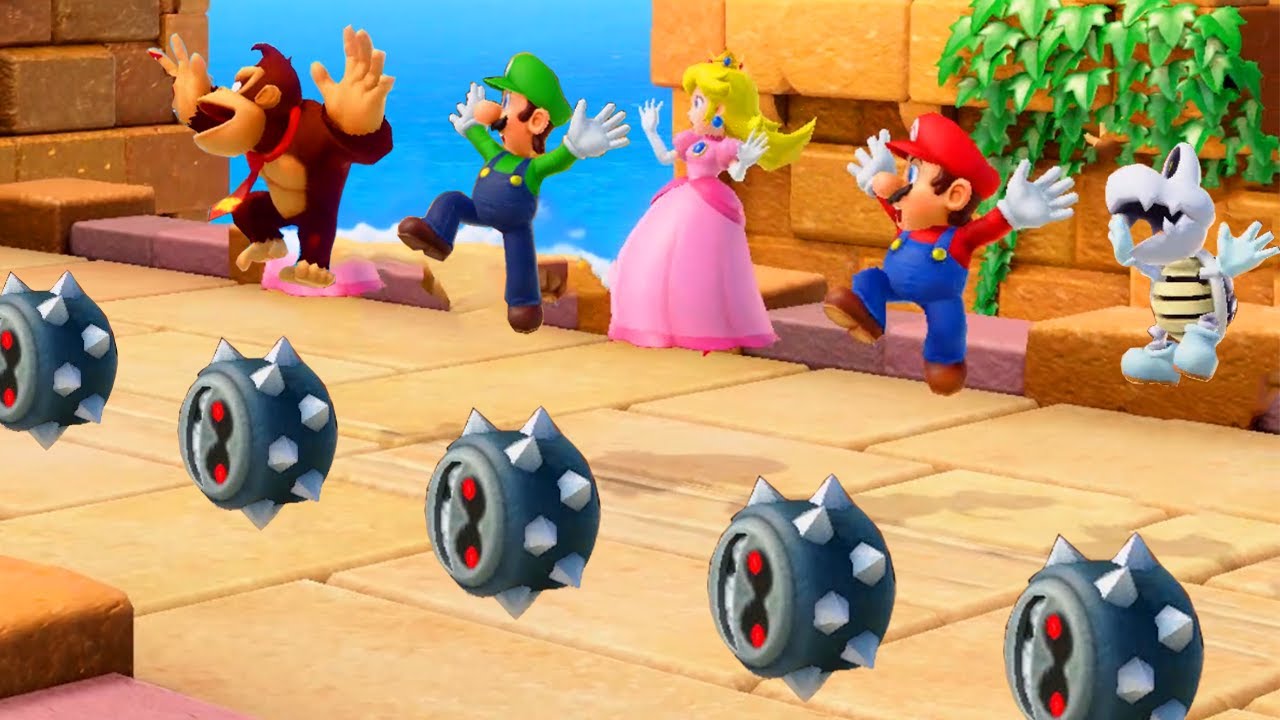 Super Mario Party Minigames - Mario vs Diddy Kong vs Bowser Jr vs Boo