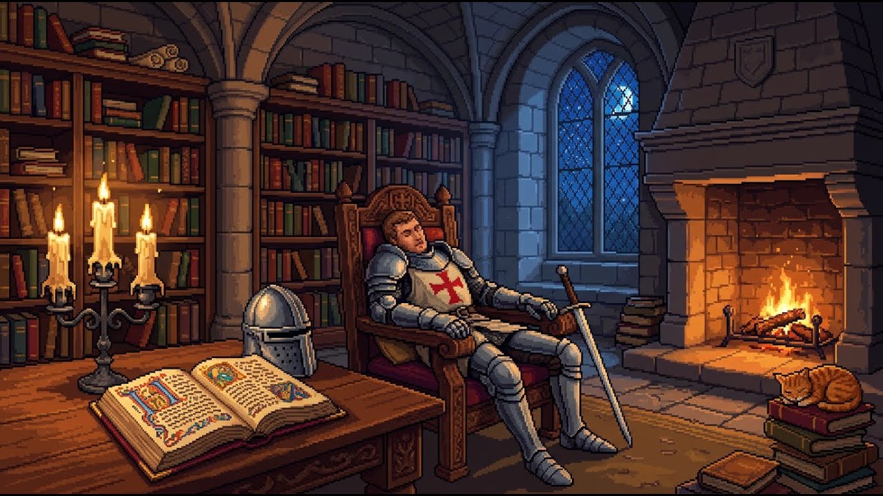 One more chapter. | Medieval Library Ambience — Candlelight & Soft Rain for Study (3 Hours)