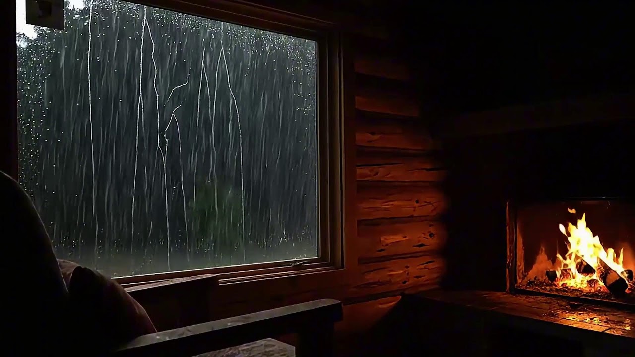 4K Rain on Window Sounds & Crackling Fireplace for Sleep and Relaxation