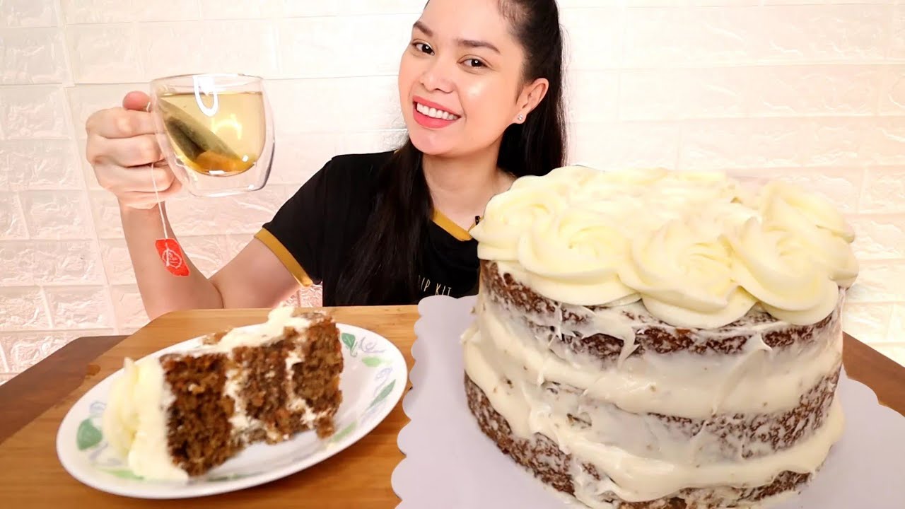 1 WHOLE CAKE MUKBANG | carrot cake