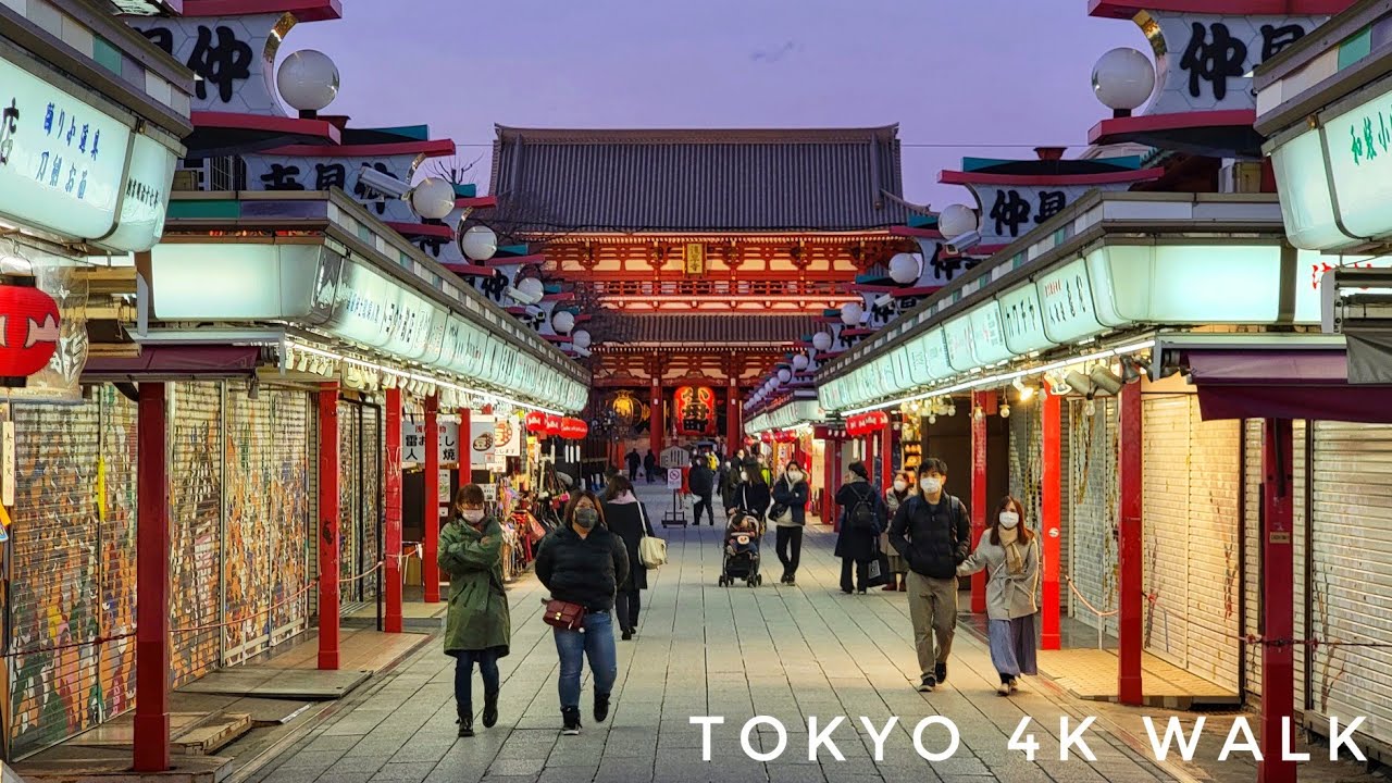 Tokyo - Beautiful Evening Walk through Asakusa - Japan 4K HDR