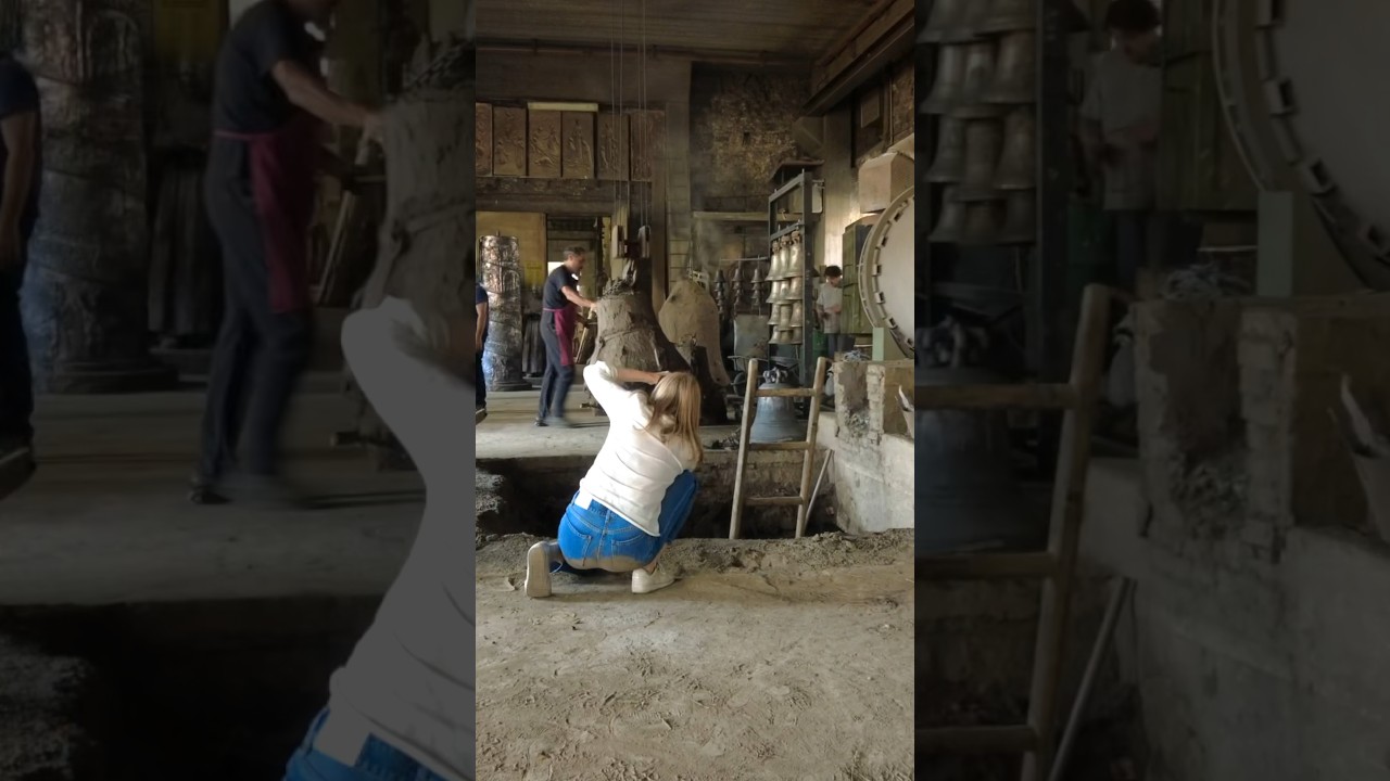 Behind the scenes photo shoot at an ancient bell foundry in Italy. #behindthescenes #photoshoot