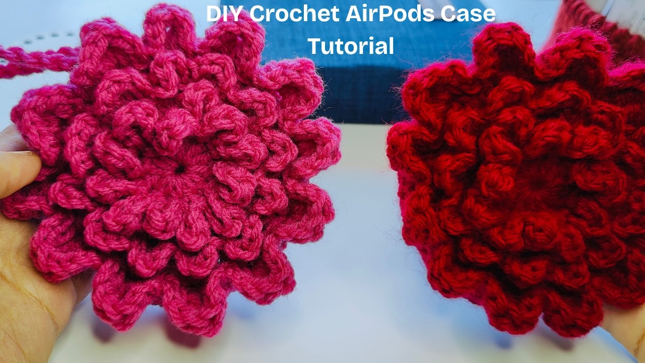 Crochet Airpod pouch - Crochet Circular 3D Wildflower Pouch Tutorial