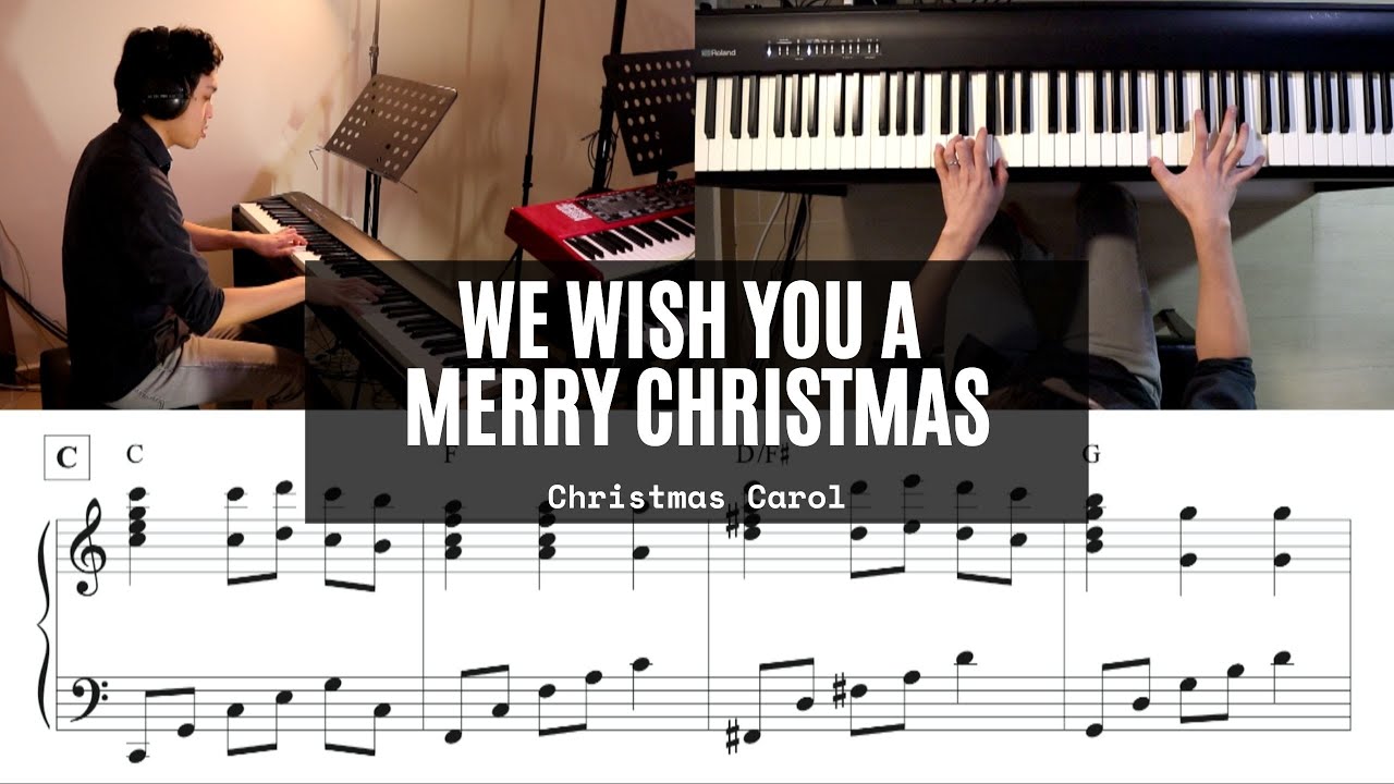We Wish You A Merry Christmas  - Christmas Carol With Transcribed Piano Sheet Music Tutorial