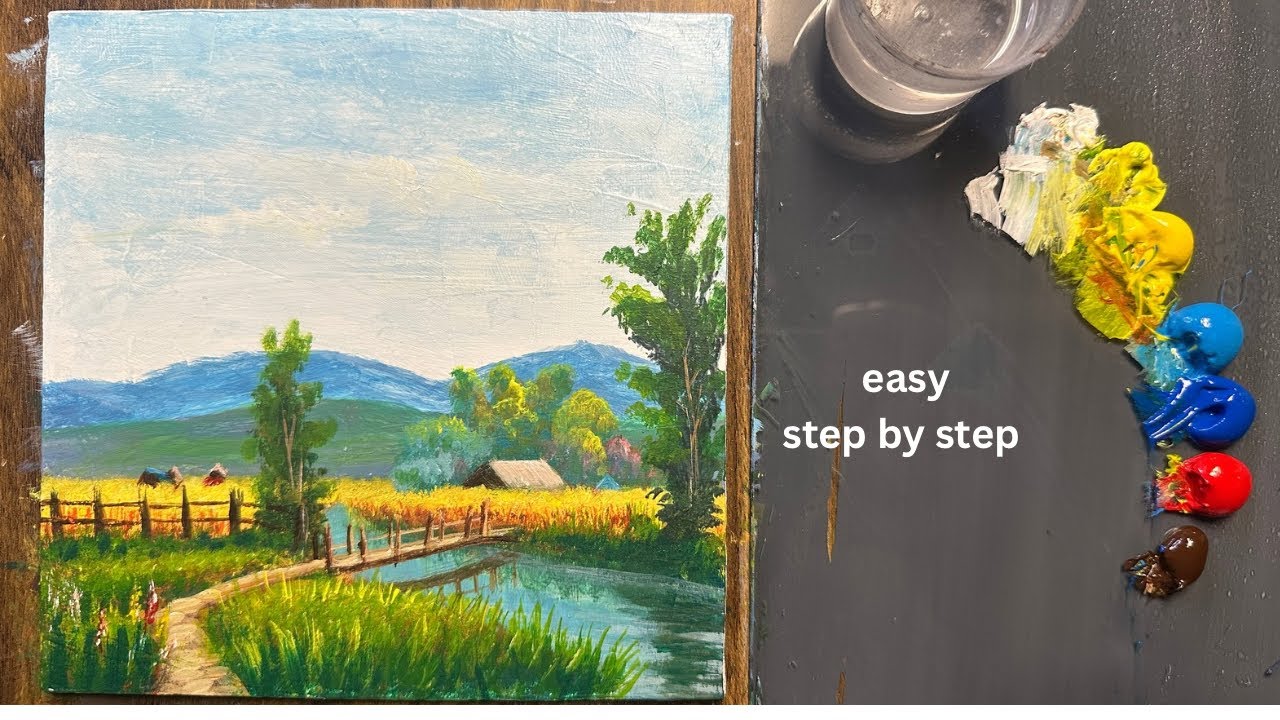 Easy and simple acrylic painting for beginners, step by step tutorial 