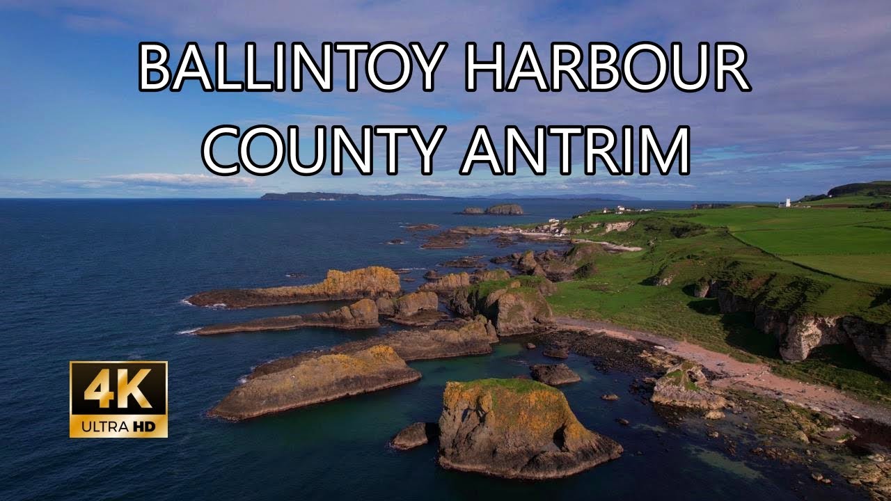 Ballintoy harbour, County Antrim, Northern Ireland - 4K DJI Air2S Drone Footage