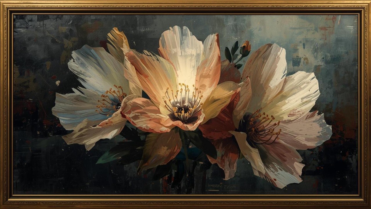 Luxury Ivory Floral Painting | Elegant Calm Art for TV | Timeless Florals