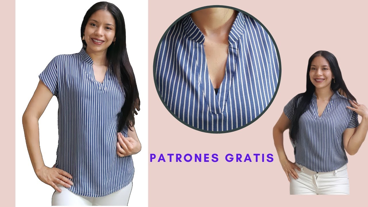 BLUSA MANGA JAPONESA y PECHERA V/Patrones gratis/Corte y confección