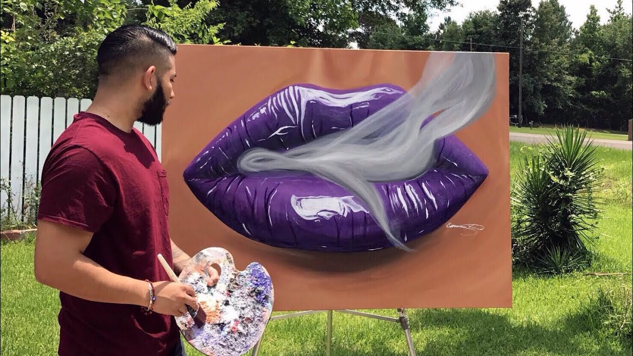REALISTIC Smoking Purple Lips Painting - Timelapse
