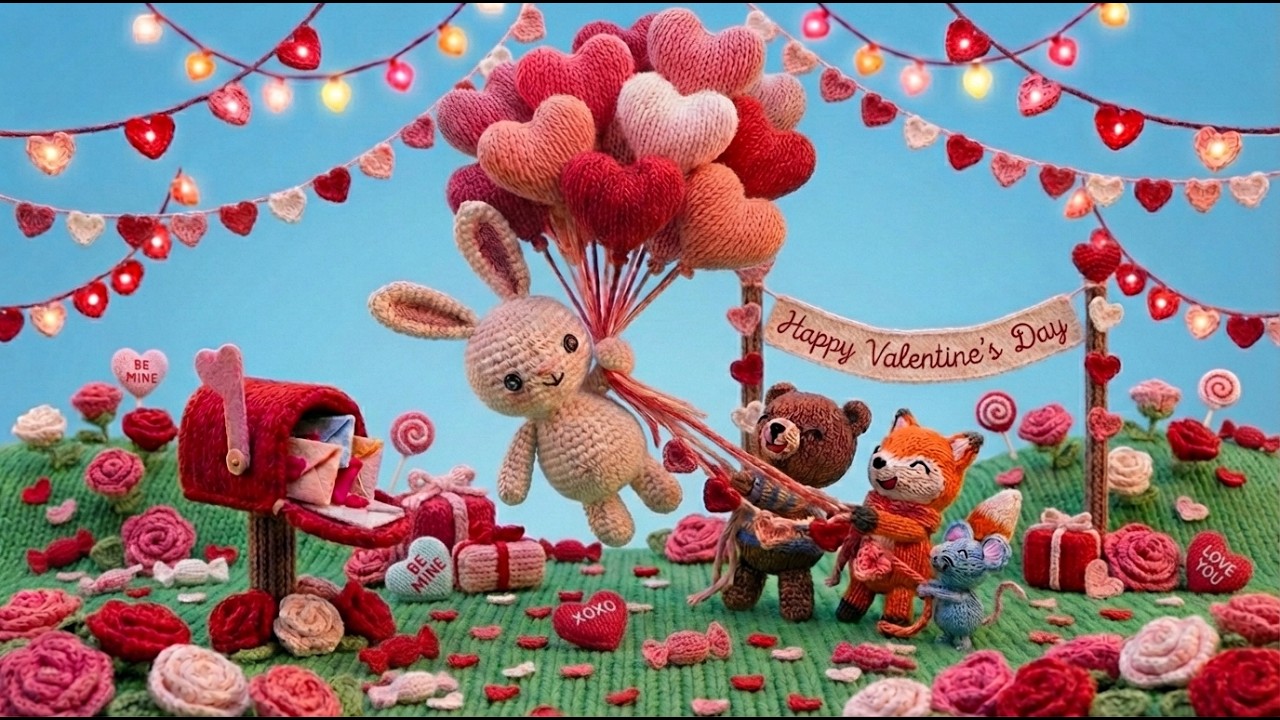 Cozy Valentine’s Day Village 💕 | Gentle Music and Ambience