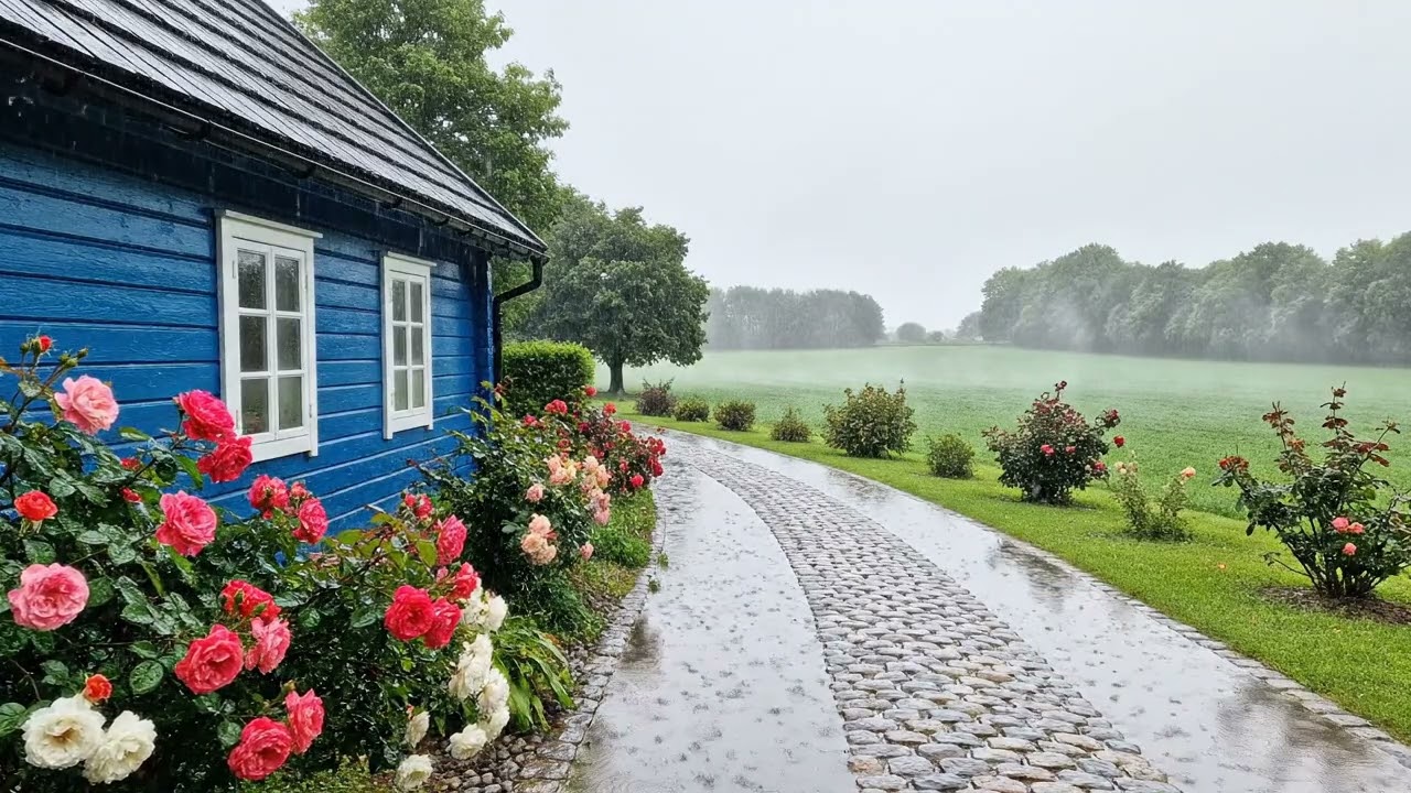 EUROPEAN COBBLESTONE LANE RAIN 🌧️ ASMR Nature Sounds for Study & Deep Sleep