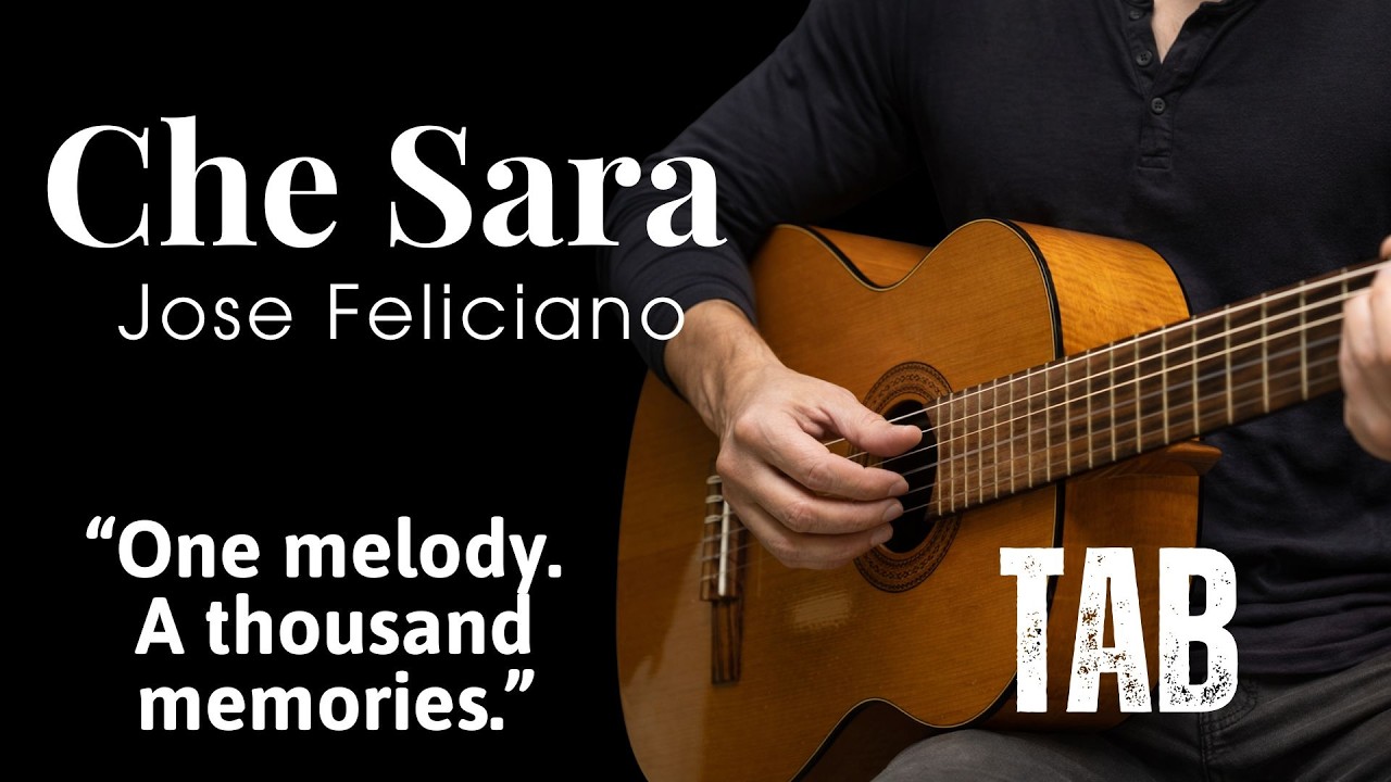(Play slowly) Che Sara - Jose Feliciano - Fingerstyle Tutorial TAB