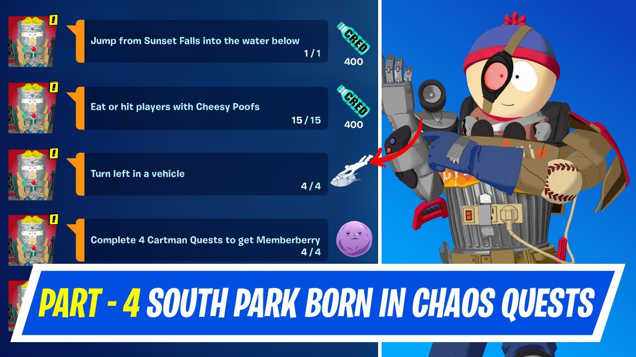 Fortnite Complete Part 4 Born in Chaos Quests - How to EASILY Complete South Park Quests